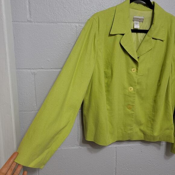 Coldwater Creek Chartreuse Linen Jacket - Picture 4 of 8